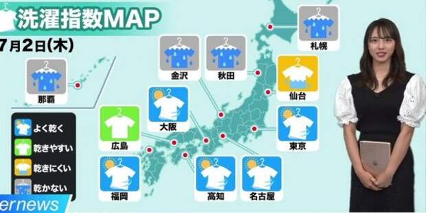 В Японии есть специальный прогноз погоды для стирки белья