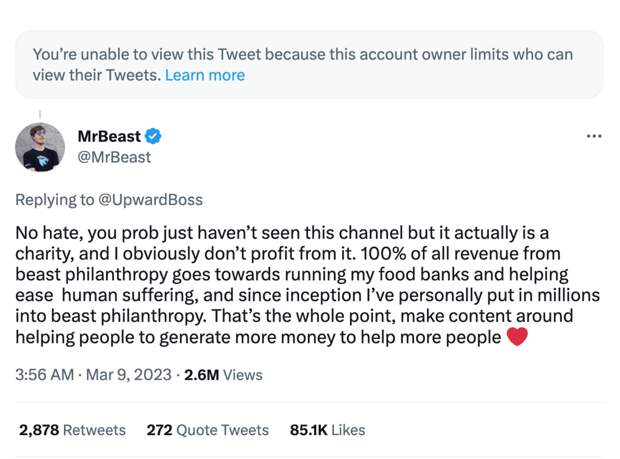 Mr Beast pushes back at critics