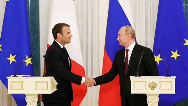Президент РФ Владимир Путин и президент Франции Эмманюэль Макрон Президент РФ Владимир Путин и президент Франции Эмманюэль Макрон