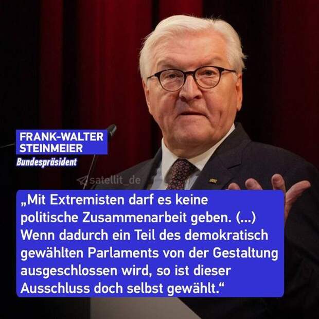 Речь президента Германии Штайнмайера, посвящённая «Дню судьбы немцев», оказалась нацелена на усиление цензуры и запрет партии «АдГ»
