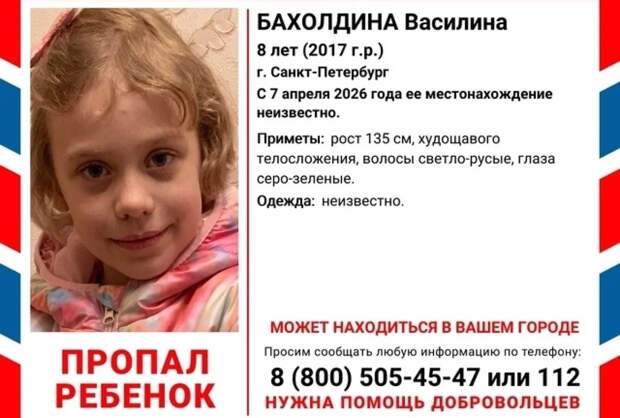Пропавшую в Петербурге 8-летнюю девочку может укрывать лишённая прав мать