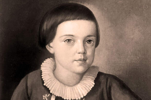 Репродукция портрета М. Ю. Лермонтова в возрасте 6 8 лет, 1820 22 гг
