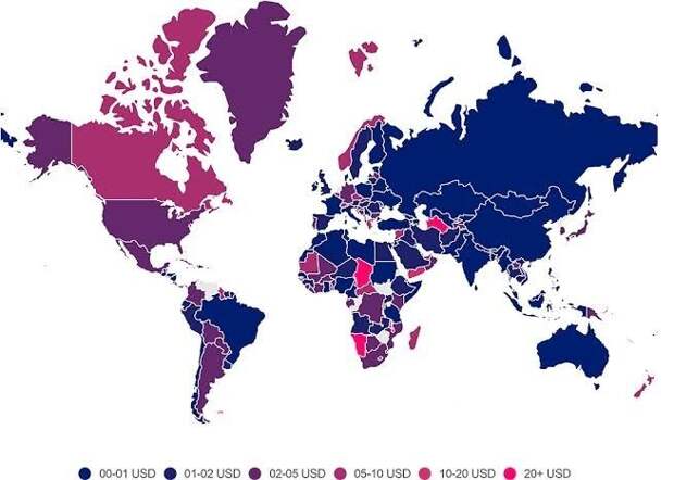Самый дешевый интернет (не мобильный) в мире по средней стоимости 1 ГБ данных в 2021 году. Самый дешевый интернет (не мобильный) в мире по средней стоимости 1 ГБ данных в 2021 году.