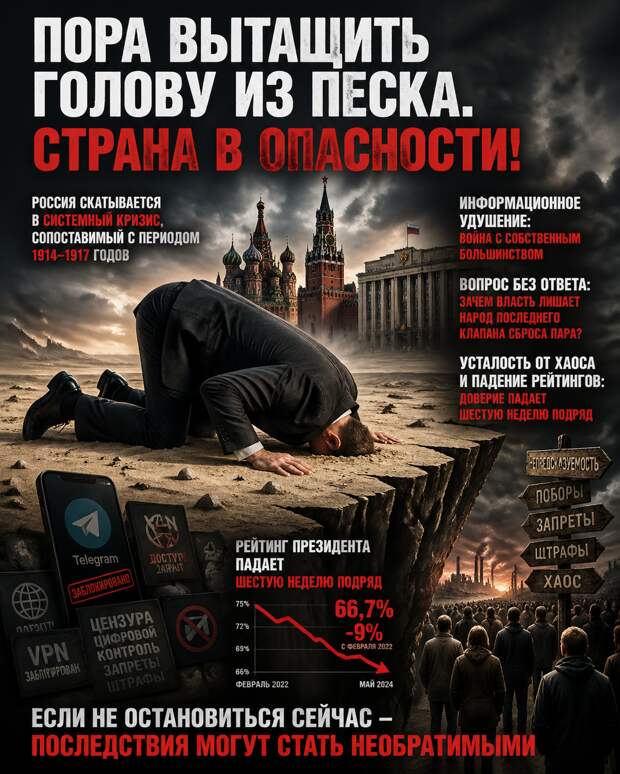 Россия в опасности, пора прекращать прятать голову в песок