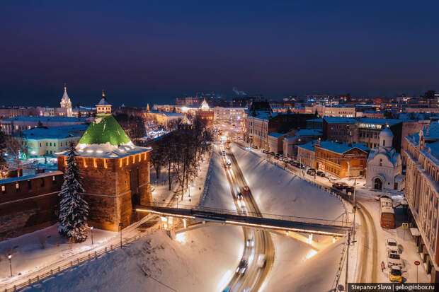 нижний новгород, зима, кремль, Никольская башня