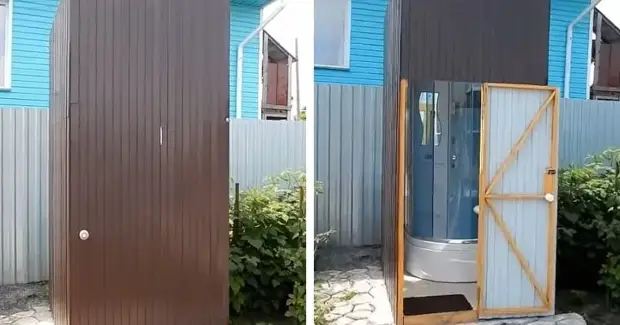 Душ на участке без заморочек. Всё красиво, удобно и скрыто от посторонних глаз