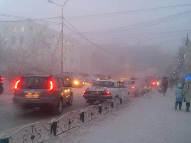 Суровая якутская зима авто, холод, якутия, якутск