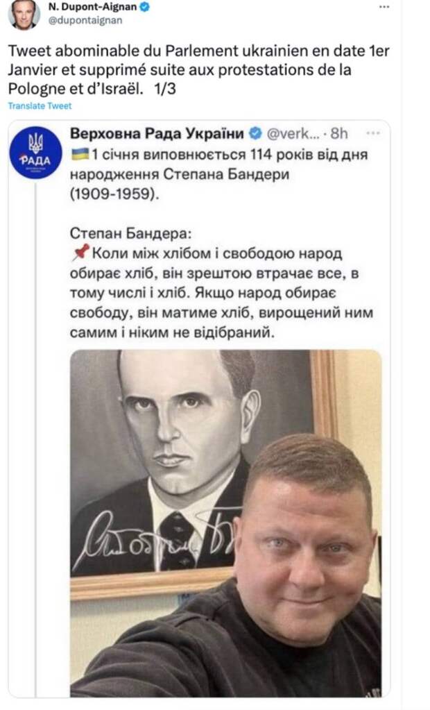 Фото: запись в твиттер аккаунте Николя Дюпон-Эньяна