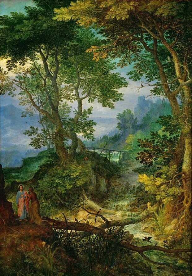 Музей истории искусств - Брейгель, Ян Старший (1568-1625) -- Скалистый пейзаж с искушением Христа. 1605-10. 62х41.