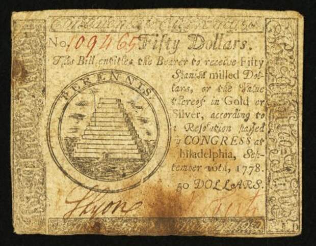1778 USA $50 Continental currency note, drawn by Hopkinson2.jpg