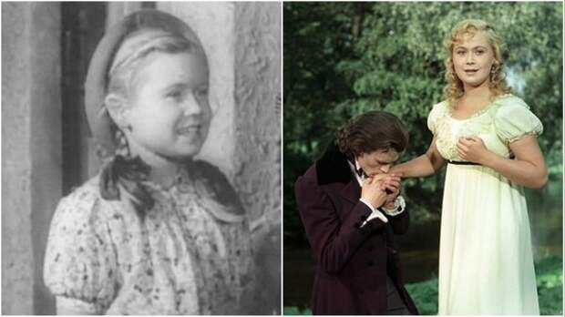 Светлана Немоляева в фильмах «Счастливый рейс» (1949) и «Евгений Онегин» (1958)