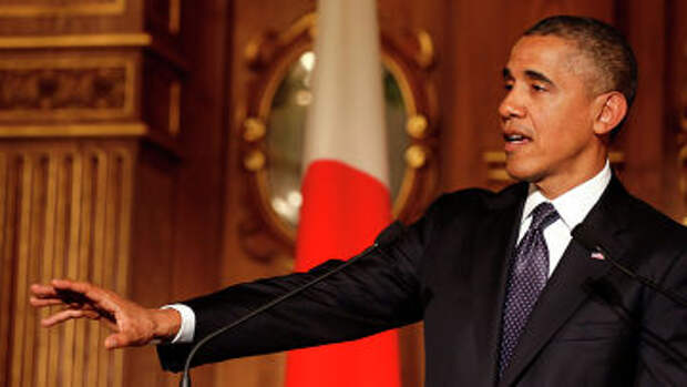 Президент США Барак Обама во время официального визита в Токио. 24 апреля 2014