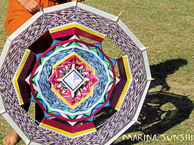 Плетеная индейская мандала, 1 метр, 12 лучей | Ярмарка Мастеров - ручная работа, handmade