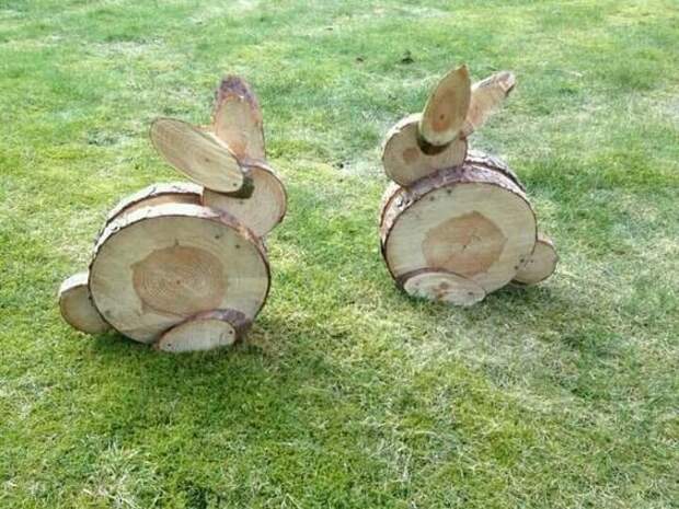 Wood slice bunnies: 