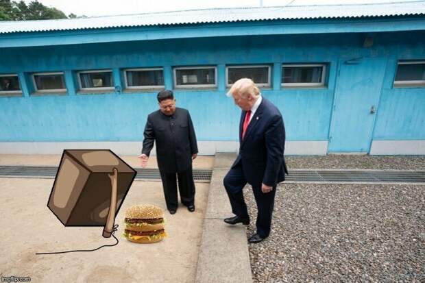 Недавняя встреча Трампа с Ким Чен Ыном обросла толстым слоем фотожаб визит трампа в корею, ким чен ын, мемы, политика, трамп, фотожабы