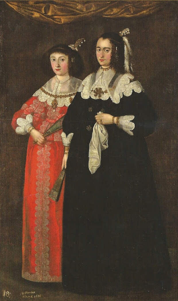 Екатерина и Мария Радзивилл, портрет Дж. Шреттера, 1640. <br>