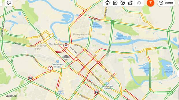 Карта тюмени с пробками