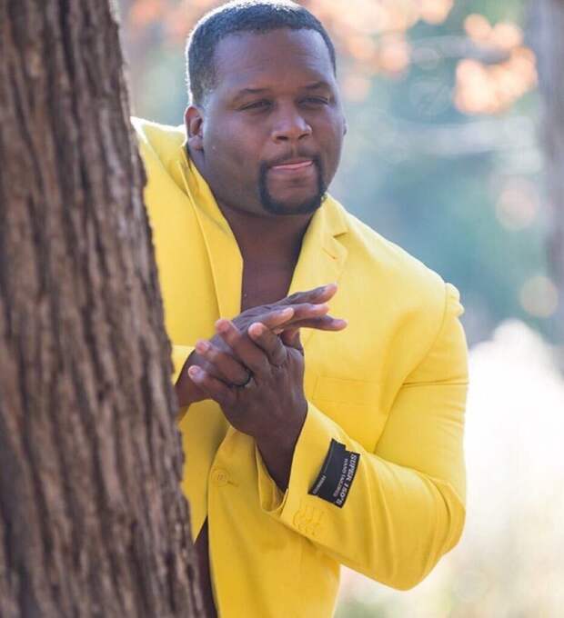 Spice Adams yellow suit meme
