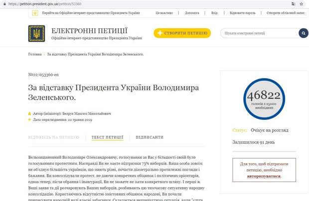 В администрации президента Украины отреагировали на петицию об отставке Зеленского