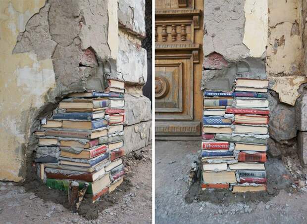 Книги стали частью стен одной из российских библиотек.