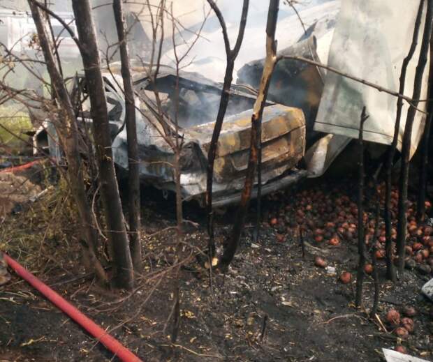 Водитель погиб в горящей легковушке после ДТП с фурой под Самарой