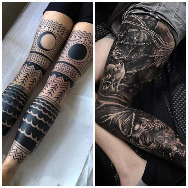 Фотографии оригинальных татуировок на ногах