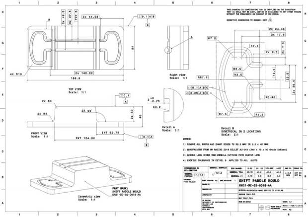 Технический чертеж построен на основе британского стандарта BS 8888. 