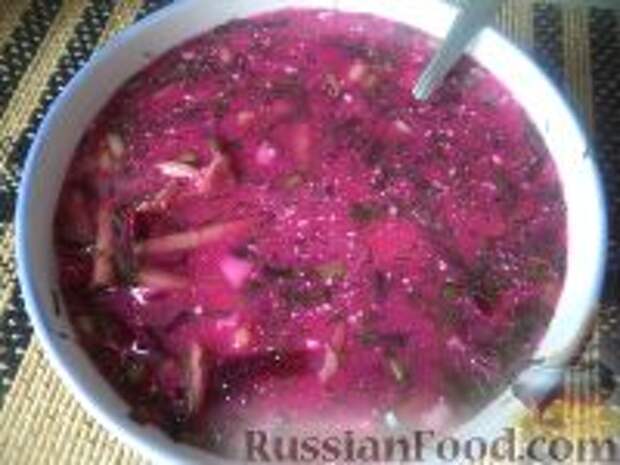 Фото к рецепту: Борщ холодный мясной