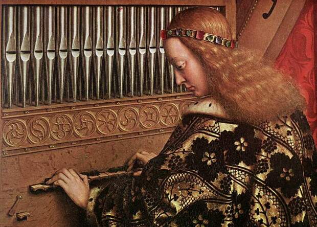 Ян ван Эйк - Eyck Jan van The Ghent Altarpiece Angels Playing Music detail