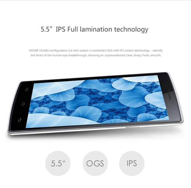 смартфон Doogee KISSME DG580 ..экран 5.5 дюймов ..память 1Gb/8Gb ..камера 8Mp ..аккумулятор 2500mAh