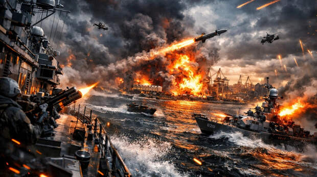 "Чёрный флот" Зеленского полыхает в Одессе: Корабль с грузом НАТО добили "Геранями". Секретную базу в Измаиле стерли в пыль