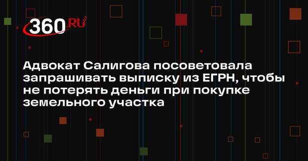 Адвокат Салигова посоветовала запрашивать выписку из ЕГРН, чтобы не потерять деньги при покупке земельного участка