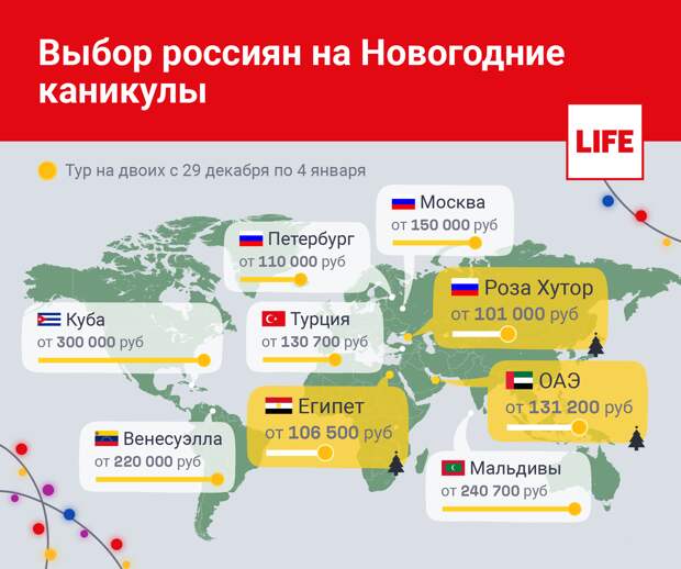 Выборы россиян на Новогодние праздники. Инфографика © LIFE