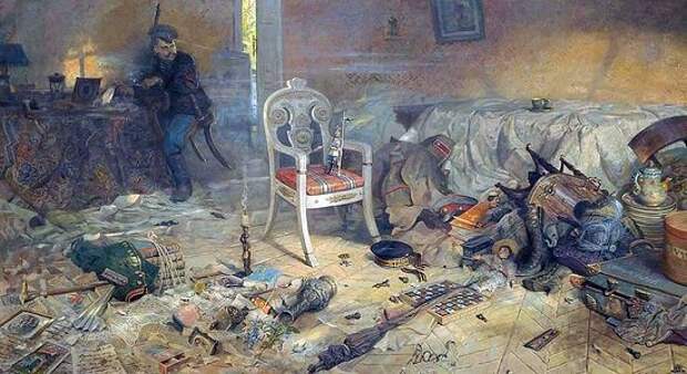 Загрузить увеличенное изображение. 1000 x 545 px. Размер файла 249446 b.  Павел Рыженко. Ипатьевский дом после цареубийства