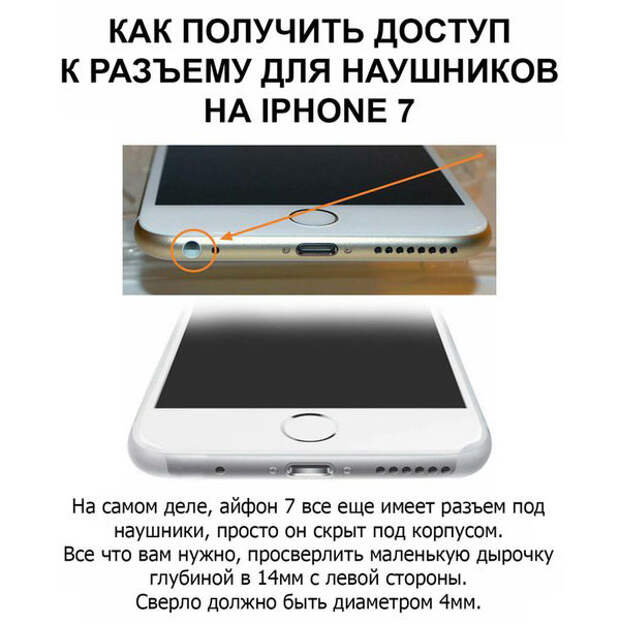 Пользователи в соцсетях нашли способ подключить обычные наушники к iPhone 7 прикол, своими руками, юмор