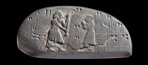 Сделка с клинописным камнем, 3300-3000 гг. до н. э., Британский музей.