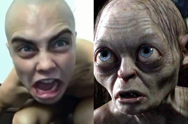 Кара Делевинь примерила образ Голлума из "Властелина колец"