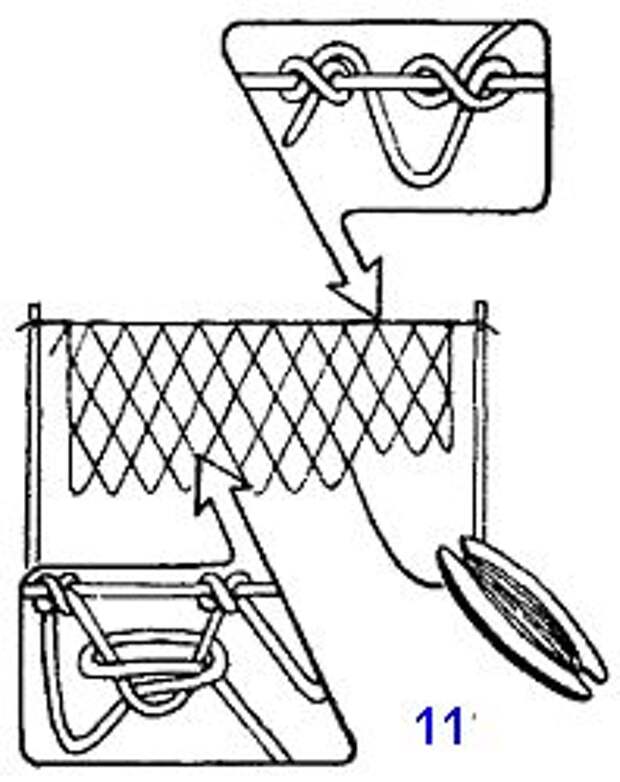 Схема вязания рыболовной сети