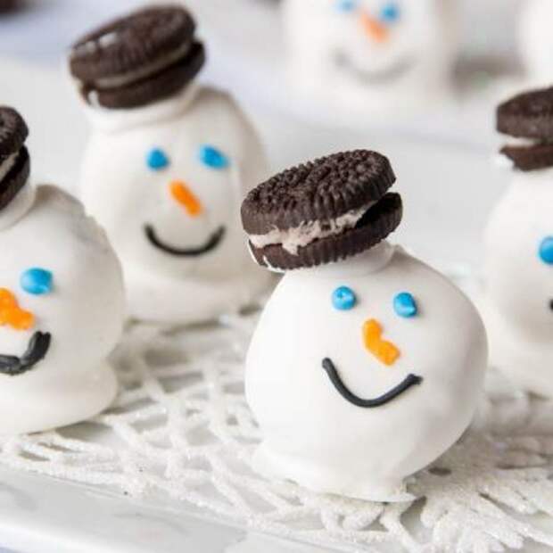 Новогодние трюфельные конфеты - «Снеговик» - рецепт с фото