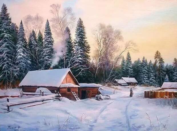 Деревня глазами Палачева В.Н. Пейзаж, Картина, Длиннопост