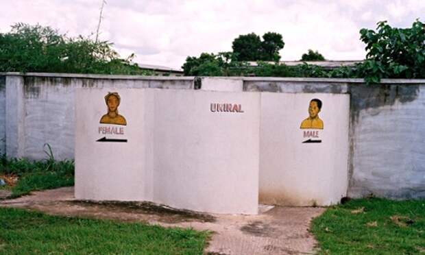Toilets at a petrol station near Accra, Ghana. 
