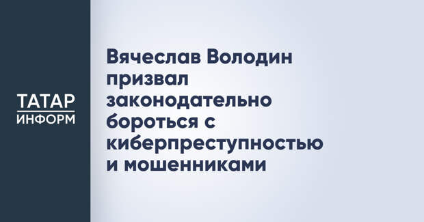 Вячеслав Володин призвал законодательно бороться с киберпреступностью и мошенниками