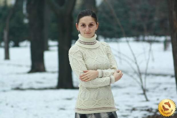 Свитер женский спицами 50