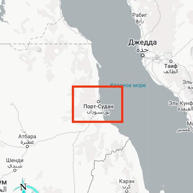 Местоположение будущей российской военной базы в Судане 
