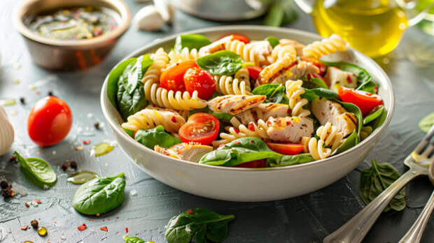 Макаронный салат «Веселые спиральки»