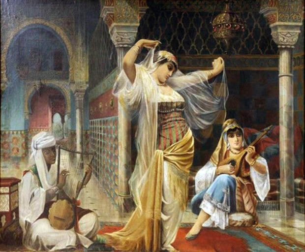 044 Ближневосточная Сцена с танцующей леди (Middle Eastern Scene Of A Lady Dancing) (556x460, 272Kb)