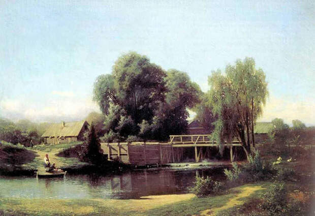 реалистический пейзаж У плотины. 1864