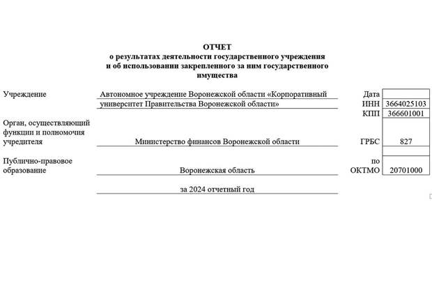 Отчёт о результатах деятельности АУ ВО «Корпоративный университет Правительства Воронежской области» за 2024 год