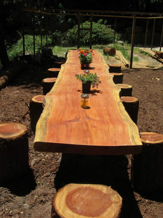 Идеи использования деревянных пней для декора дома и сада