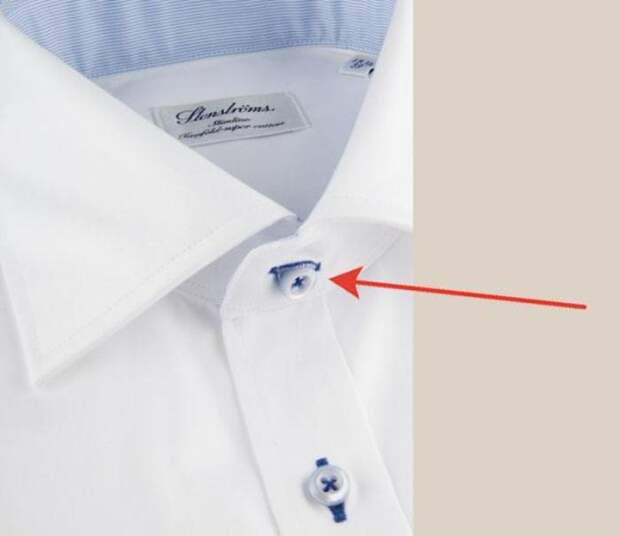 Верхняя петля на рубашке всегда расположена горизонтально.